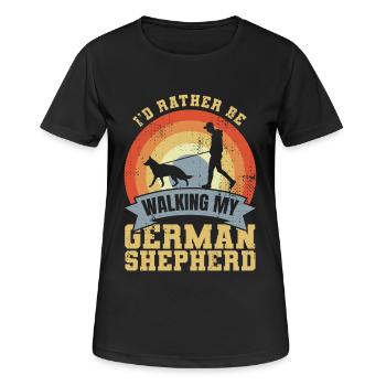 I’d Rather Be Walking My German Shepherd - Frauen T-Shirt atmungsaktiv - Schwarz - Vorne - AI Model Female 172 light (172cm)