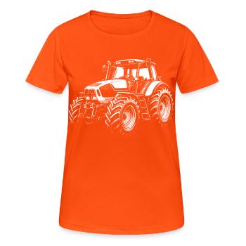 Powerhouse from the Field – Retro Edition - Women's Breathable T-Shirt - neon orange - Front - AI Model Female 172 dark (172cm)