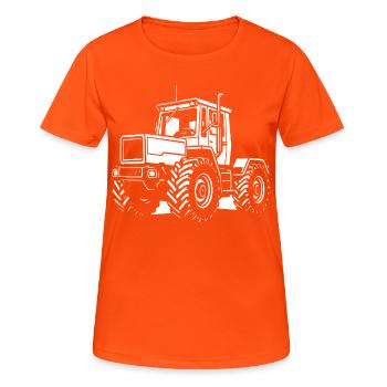 Kraft am Hang - Frauen T-Shirt atmungsaktiv - Neonorange - Vorne - AI Model Female 172 dark (172cm)