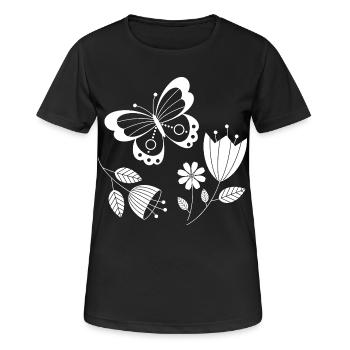 Butterfly with flowers - Women's Breathable T-Shirt - black - Front - AI Model Female 172 light (172cm)