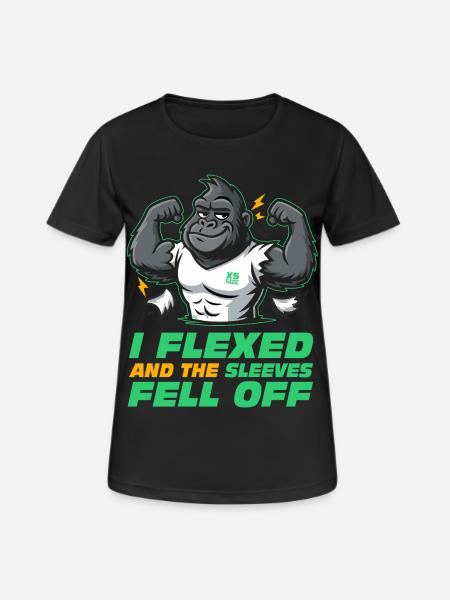 Funny Gym - I Flexed and the Sleeves Fell Of - Women's Breathable T-Shirt - black
