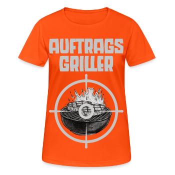 Auftragsgriller Grillmaster lustige Sprüche - Frauen T-Shirt atmungsaktiv - Neonorange - Vorne - AI Model Female 172 dark (172cm)