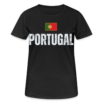 Portugiesische Flagge, Portugiesischer Stolz - Frauen T-Shirt atmungsaktiv - Schwarz - Vorne - AI Model Female 172 light (172cm)