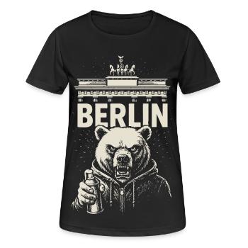 Berlin Rebell - Frauen T-Shirt atmungsaktiv - Schwarz - Vorne - AI Model Female 172 light (172cm)