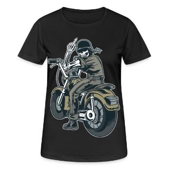 Motorcycle Biker Fuck you Provocation Skeleton - Women's Breathable T-Shirt - black - Front - AI Model Female 172 light (172cm)