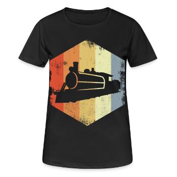 Retro Dampflokomotive - Frauen T-Shirt atmungsaktiv - Schwarz - Vorne - AI Model Female 172 light (172cm)