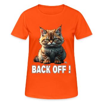 Cute Evil Red Cat Says Go Away! Back off! - Women's Breathable T-Shirt - neon orange - Front - AI Model Female 172 dark (172cm)