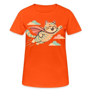 Super Cat British Shorthair Tiger Gift - Women's Breathable T-Shirt - neon orange - Front - AI Model Female 172 dark (172cm)