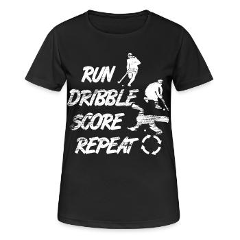 Courir, dribbler, marquer, répéter - T-shirt respirant Femme - noir - Devant - AI Model Female 172 light (172cm)
