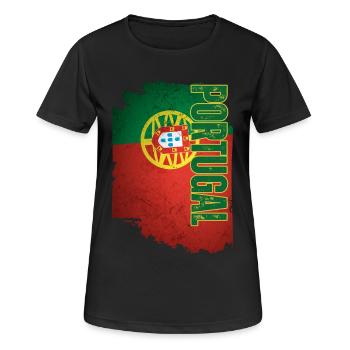Vertikale portugiesische Flagge, portugiesischer Stolz - Frauen T-Shirt atmungsaktiv - Schwarz - Vorne - AI Model Female 172 light (172cm)