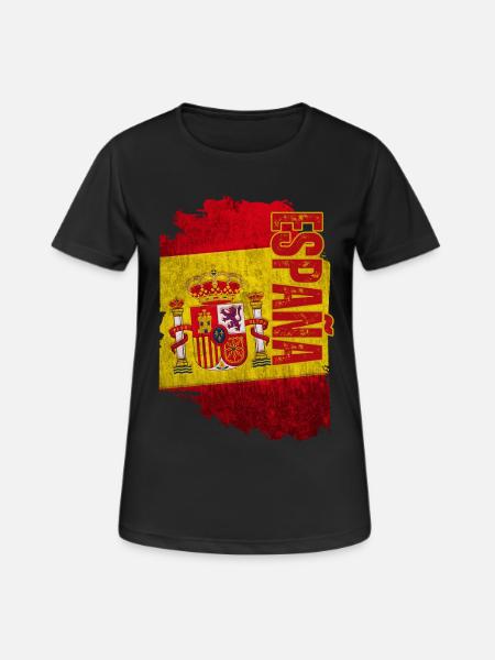Vertical Spain flag, I love Spain - Women's Breathable T-Shirt - black