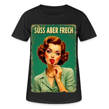 Retro Girl Design - Sucette « mignonne mais coquine » Edit - T-shirt respirant Femme - noir - Devant - AI Model Female 172 light (172cm)