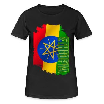 Ethiopia Flag Vertical, I Love Ethiopia - Women's Breathable T-Shirt - black - Front - AI Model Female 172 light (172cm)