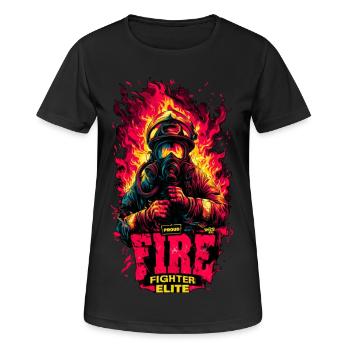 Fire Fighter Elite - Frauen T-Shirt atmungsaktiv - Schwarz - Vorne - AI Model Female 172 light (172cm)