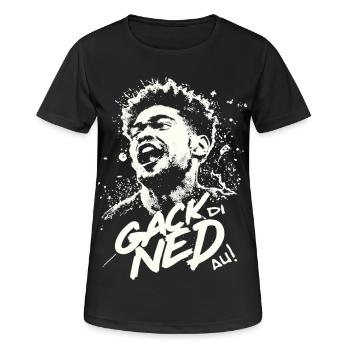 Mundart gack di ned au - Frauen T-Shirt atmungsaktiv - Schwarz - Vorne - AI Model Female 172 light (172cm)