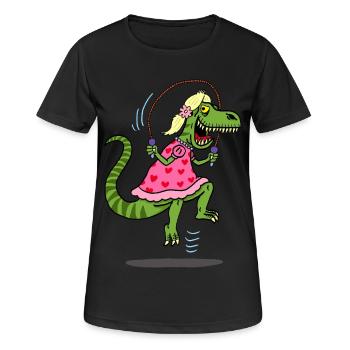 Déguisement du tyrannosaure pour la chasse - T-shirt respirant Femme - noir - Devant - AI Model Female 172 light (172cm)