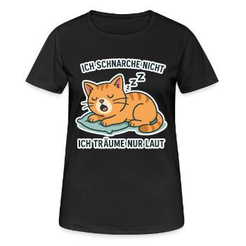 Snoring Cat — Funny Sleep Motif - Women's Breathable T-Shirt - black - Front - AI Model Female 172 light (172cm)