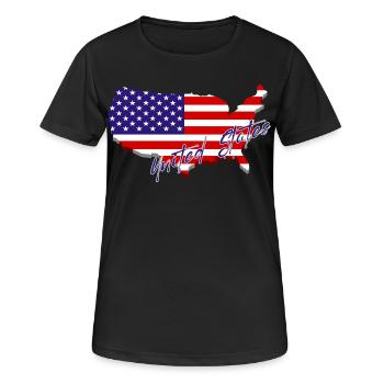 Map of the United States, American Pride - Women's Breathable T-Shirt - black - Front - AI Model Female 172 light (172cm)