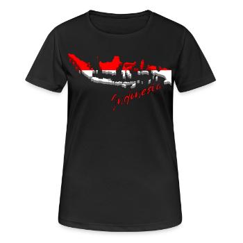 Carte de l’Indonésie, drapeau de l’Indonésie - T-shirt respirant Femme - noir - Devant - AI Model Female 172 light (172cm)