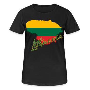 Carte de la Lituanie, drapeau de la Lituanie - T-shirt respirant Femme - noir - Devant - AI Model Female 172 light (172cm)