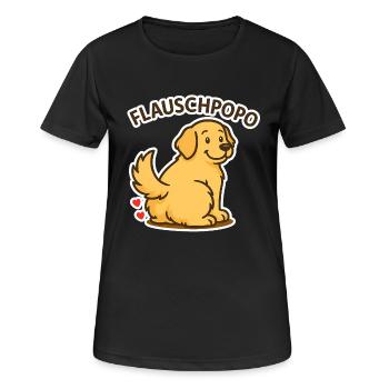 Fluffy butt – Cute dog with fluffy buttocks - Women's Breathable T-Shirt - black - Front - AI Model Female 172 light (172cm)