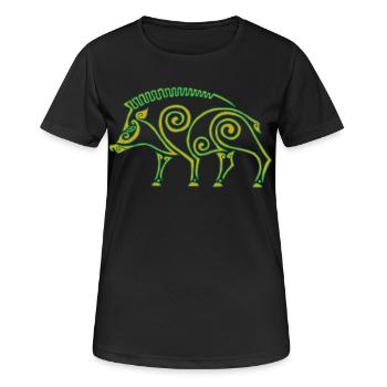 Sanglier celte - T-shirt respirant Femme - noir - Devant - AI Model Female 172 light (172cm)