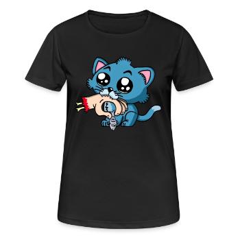 The kitten is hungry! - Women's Breathable T-Shirt - black - Front - AI Model Female 172 light (172cm)