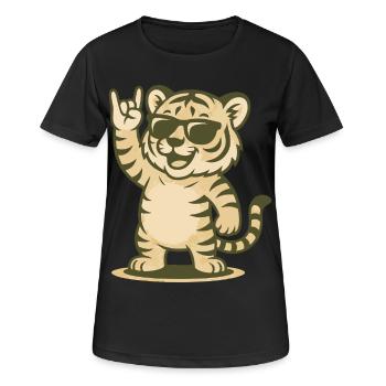 Rock’n’Roar Tiger - Frauen T-Shirt atmungsaktiv - Schwarz - Vorne - AI Model Female 172 light (172cm)
