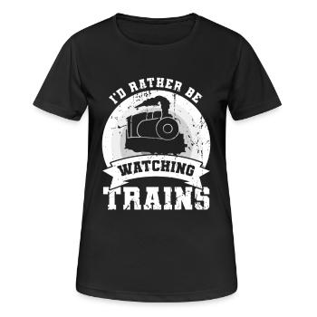 Je préfère regarder les trains - T-shirt respirant Femme - noir - Devant - AI Model Female 172 light (172cm)