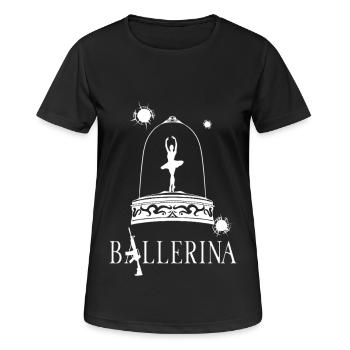 Danseuse dans une grêle de balles – balleuse expressive - T-shirt respirant Femme - noir - Devant - AI Model Female 172 light (172cm)