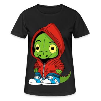 Niedlicher kleiner Dinosaurier - Frauen T-Shirt atmungsaktiv - Schwarz - Vorne - AI Model Female 172 light (172cm)