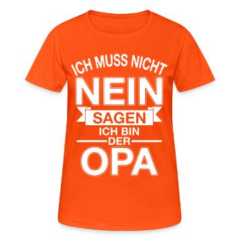 Ich Muss Nich Nein Sagen Ich Bin Der Opa - Frauen T-Shirt atmungsaktiv - Neonorange - Vorne - AI Model Female 172 dark (172cm)