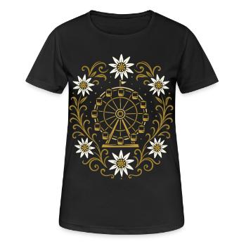 Grande roue et edelweiss - design festif nostalgique - T-shirt respirant Femme - noir - Devant - AI Model Female 172 light (172cm)