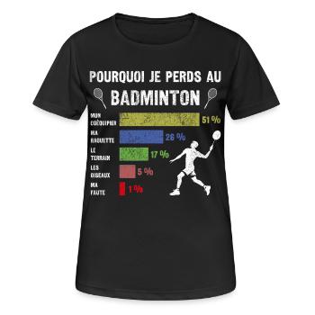 Ich kann nicht Ich Badminton Geschenkidee Humor Papa - Frauen T-Shirt atmungsaktiv - Schwarz - Vorne - AI Model Female 172 light (172cm)