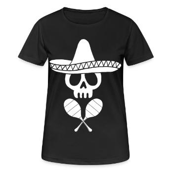 Weißer mexikanischer Schädel - Frauen T-Shirt atmungsaktiv - Schwarz - Vorne - AI Model Female 172 light (172cm)