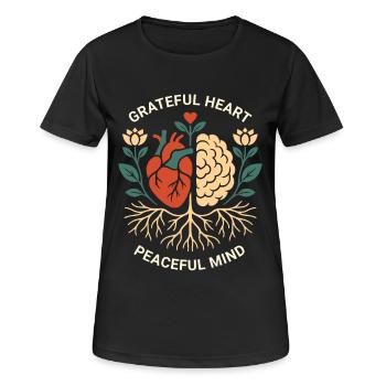Grateful Heart Peaceful Mind Mindfulness Zen - Women's Breathable T-Shirt - black - Front - AI Model Female 172 light (172cm)