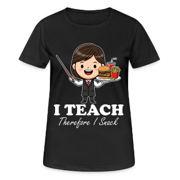 J’ENSEIGNE, DONC JE GRIGNOTE - CADEAU POUR L’ENSEIGNANT - T-shirt respirant Femme - noir - Devant - AI Model Female 172 light (172cm)