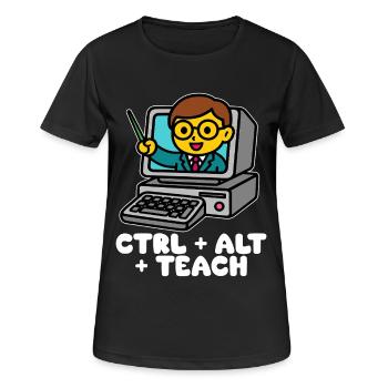 CTRL + ALT + TEACH - CADEAU ENSEIGNANT - T-shirt respirant Femme - noir - Devant - AI Model Female 172 light (172cm)