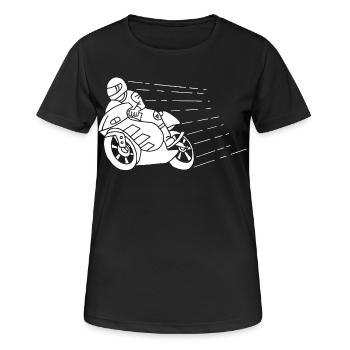 Weißer Biker und Geschwindigkeit - Frauen T-Shirt atmungsaktiv - Schwarz - Vorne - AI Model Female 172 light (172cm)