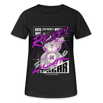 Rebel Bear Streetwear Chemise Graffiti Teddy Bär - T-shirt respirant Femme - noir - Devant - AI Model Female 172 light (172cm)