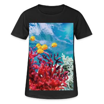 Monde sous-marin vibrant du récif corallien - T-shirt respirant Femme - noir - Devant - AI Model Female 172 light (172cm)