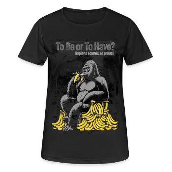 Primal Ape with Banana Pile - Women's Breathable T-Shirt - black - Front - AI Model Female 172 light (172cm)