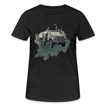 ZIL 131 – Ikone der Straße - Frauen T-Shirt atmungsaktiv - Schwarz - Vorne - AI Model Female 172 light (172cm)