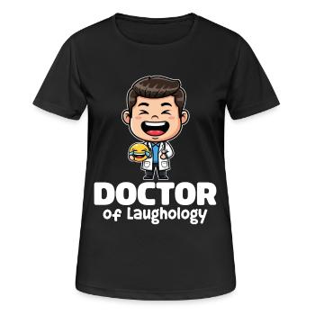 DOCTEUR EN LAUGHOLOGIE - CADEAU DOCTEUR - T-shirt respirant Femme - noir - Devant - AI Model Female 172 light (172cm)