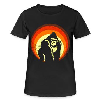 Rétro Sunset Gorilla Design - T-shirt respirant Femme - noir - Devant - AI Model Female 172 light (172cm)