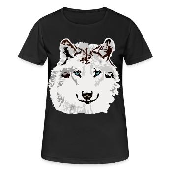 Weisser Wolf blaue Augen - Frauen T-Shirt atmungsaktiv - Schwarz - Vorne - AI Model Female 172 light (172cm)
