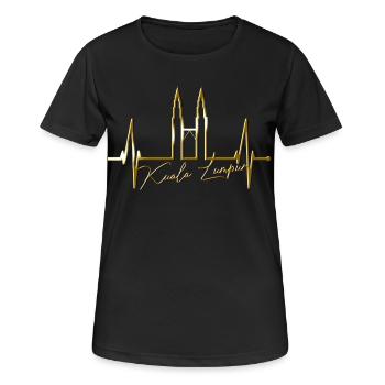 Kuala Lumpur Skyline Herzschlag Malaysia Love KLCC - Frauen T-Shirt atmungsaktiv - Schwarz - Vorne - AI Model Female 172 light (172cm)