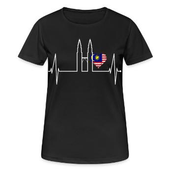 Kuala Lumpur Skyline Herzschlag Malaysia Love KLCC - Frauen T-Shirt atmungsaktiv - Schwarz - Vorne - AI Model Female 172 light (172cm)
