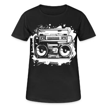 Hip Hop Musik Zeichnung - Frauen T-Shirt atmungsaktiv - Schwarz - Vorne - AI Model Female 172 light (172cm)
