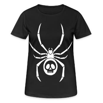 Weiße Spinne und Totenkopf - Frauen T-Shirt atmungsaktiv - Schwarz - Vorne - AI Model Female 172 light (172cm)